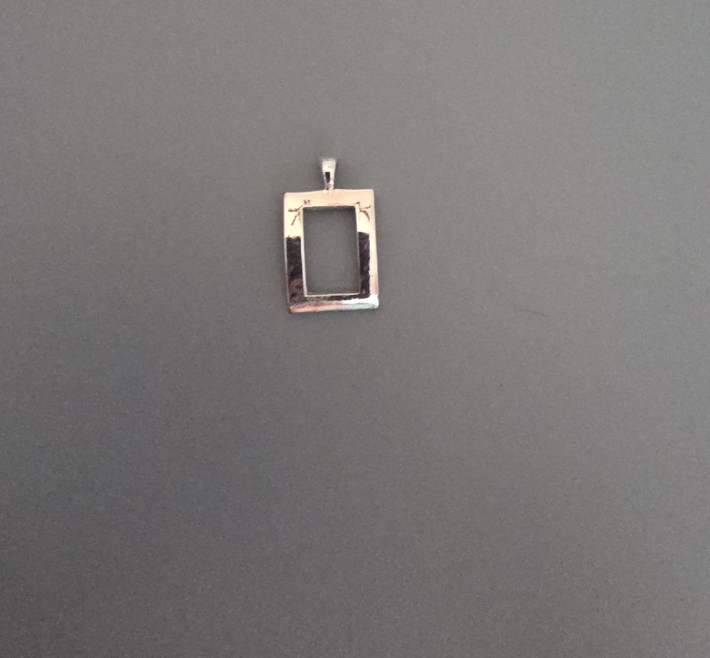 Minimalist Rectangular Silver Pendant - Open Frame